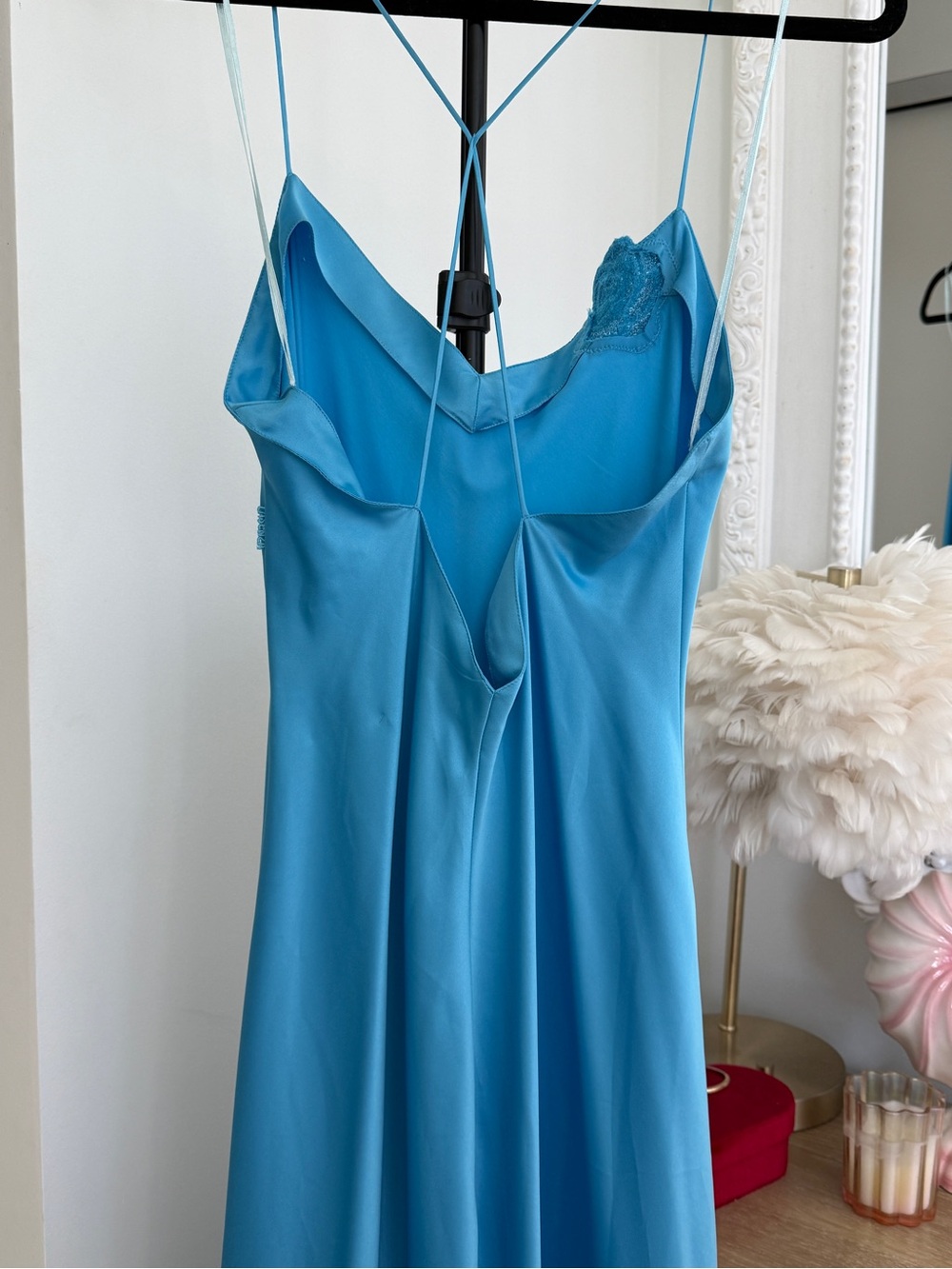 Vintage Y2k La Senza Blue Slip Nightgown with Floral Appliqué - Picture 11 of 13